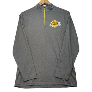NBA Los Angeles LA Lakers Ultra Game Quarter 1/4 Zip Pullover Grey Mens Medium
